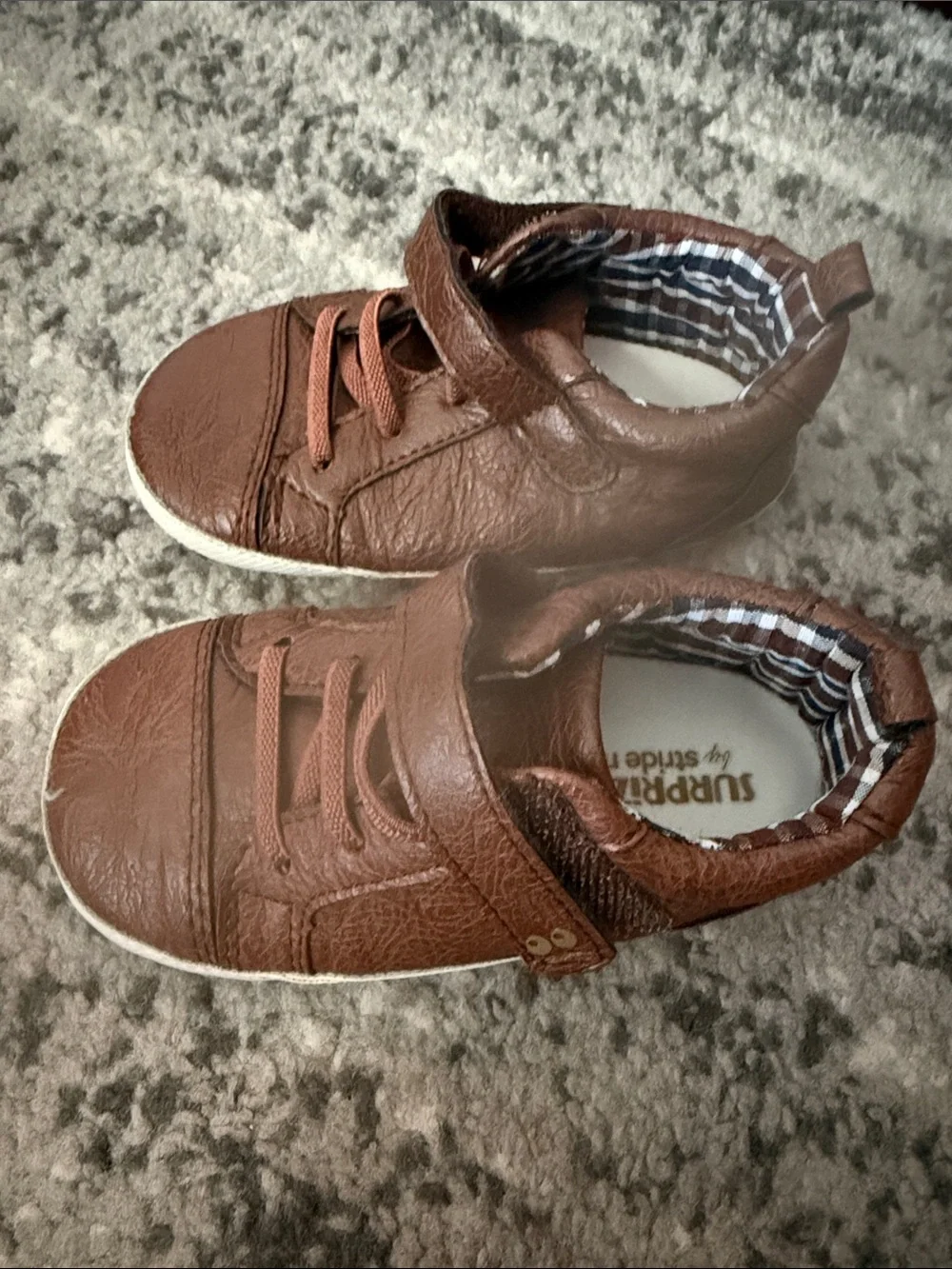 Stride Rite Brown Faux-Leather Baby Walker Shoes